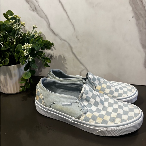 Vans Gray and White Checkered Slip-On Loafers - Picture 6 of 7